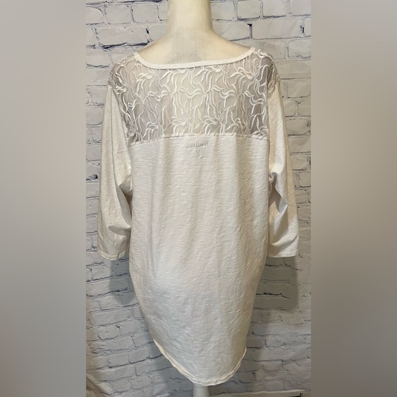 ROAMAN'S PLUS WOMEN'S Lace TOP BLOUSE White SHORT Roll Tab SLEEVES 2X 26/28 - Picture 4 of 6